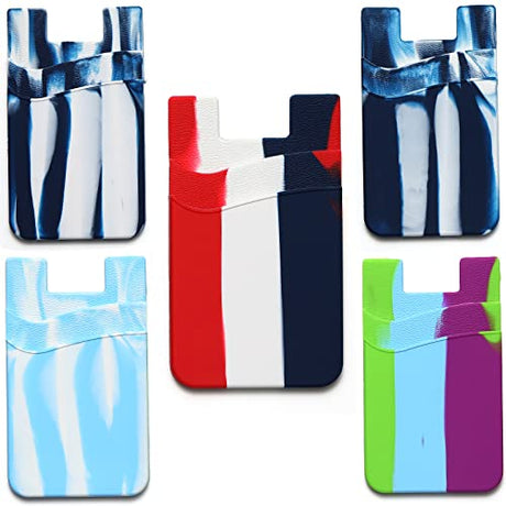 Portatarjetas para la parte trasera del teléfono, bolsa de silicona para guardar tarjetas de crédito para todos los teléfonos inteligentes