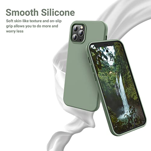 OTOFLY Funda diseñada para iPhone 12 Pro Max, serie sedosa y suave al tacto; funda protectora de goma de silicona líquida de alta calidad para iPhone 12 Pro Max de 6.7 pulgadas, color verde calke