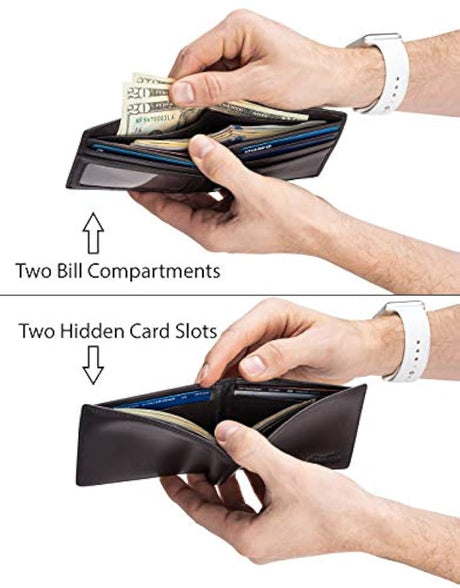 Cartera delgada Bifold para hombres de cuero genuino
