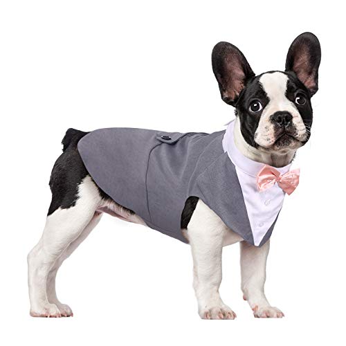 Kuoser - Juego de traje y paliacate para perros grandes y medianos, tema de esmoquin, para bodas