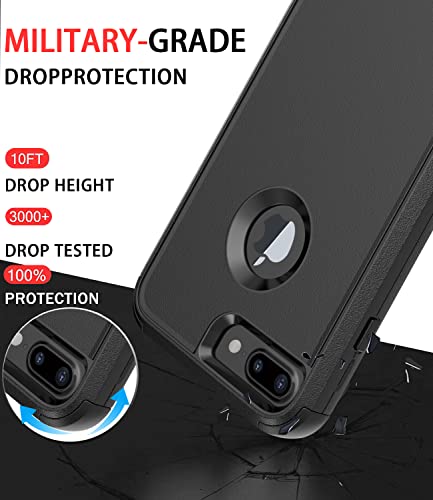 Diverbox Funda para iPhone 8 Plus, iPhone 7 Plus [A prueba de golpes] [A prueba de gotas] [A prueba de polvo], funda de protección resistente para Apple iPhone 8 Plus y 7 Plus (negro)