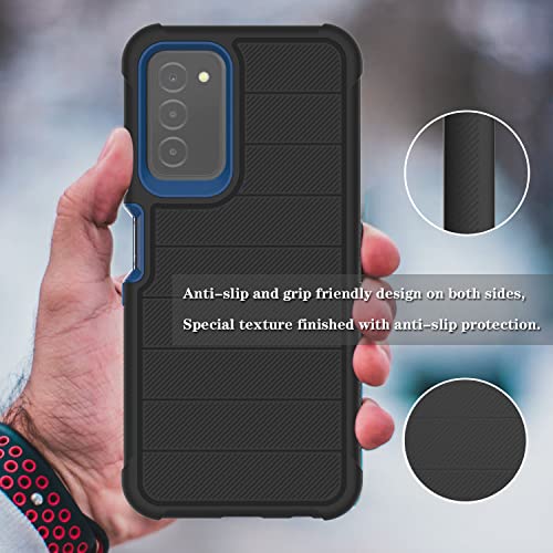 Leptech Funda para Samsung Galaxy A03S con protector de pantalla de vidrio templado, [Serie Funda] Clip de cinturón duro, resistente, resistente, resistente, resistente, resistente a prueba de golpes, cubierta para teléfono celular (negro)