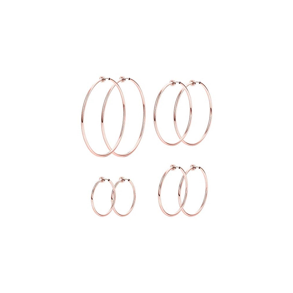 Aretes de aro de acero inoxidable con clip para mujer
