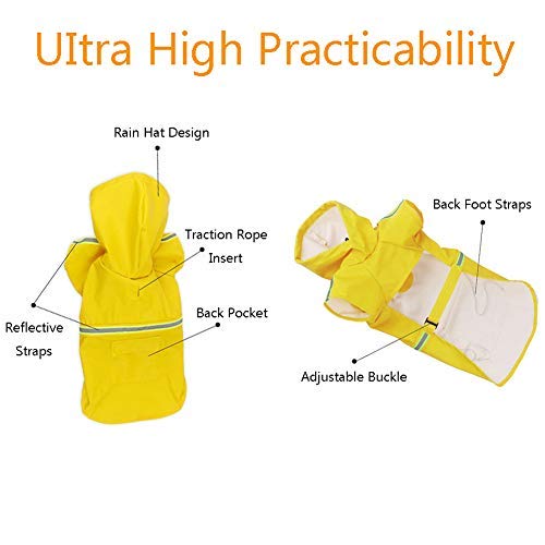FEimaX Chubasquero para perro, impermeable, con capucha para perros medianos y grandes, con capucha ligera, resistente al viento para caminar al aire libre
