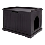 Unipaws - Banco de almacenamiento para baño de gato, con estructura de madera resistente, amplio almacenamiento, fácil montaje, se adapta a la mayoría de cajas de basura