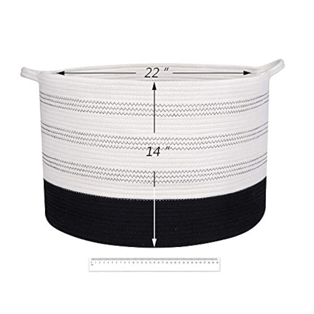 Cesta de almacenamiento extra grande - 22 X 22 X 14 XXXL Cesta de almacenamiento de juguete extra grande - Cesta de lavandería tejida con asas - Cesta decorativa extra grande para mantas, redonda, suave, para sala de estar para niños