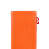fitBAG Beat Orange - Funda personalizada para Samsung Galaxy S22 Ultra | Fabricada en Alemania | Funda de piel de napa fina con forro de microfibra para limpieza de pantallas