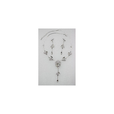Aretes y de collar  con diseño de flores y cristales