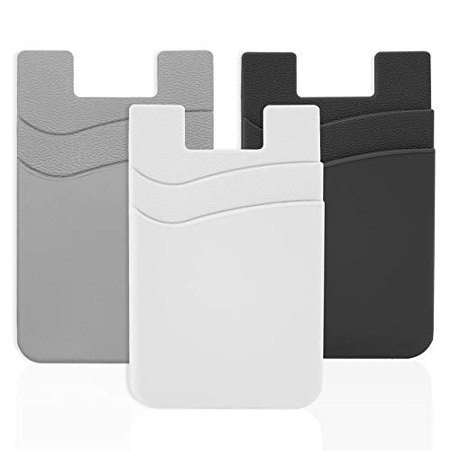 Senose - Cartera para teléfono móvil, tarjetero de silicona para tarjeta de crédito para la parte posterior del teléfono, tarjeta de visita e identificación compatible con iPhone, Android, cualquier teléfono inteligente