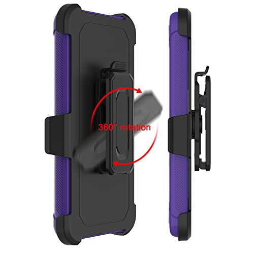 Leptech Funda para Samsung Galaxy A13 5G con protector de pantalla de TPU, [Serie Holster] con clip de cinturón protector resistente, cuerpo completo, resistente, a prueba de golpes, antideslizante, funda para teléfono celular (morado)