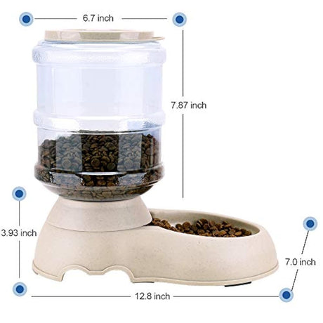 Alimentador automático para gatos y dispensador de agua en juego con alfombrilla de comida para mascotas para perros pequeños medianos mascotas, cachorros gatitos gran capacidad 1 galón x 2