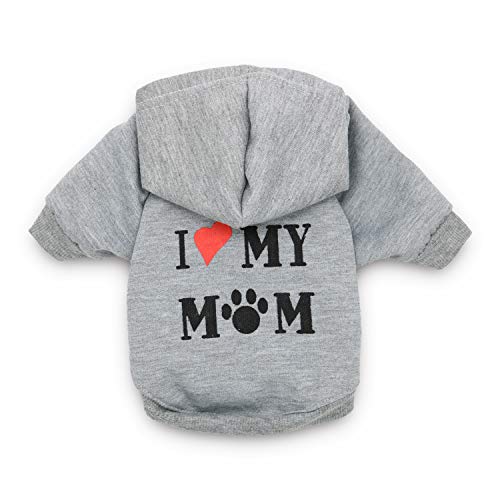 DroolingDog Dog Shirts I Love My Mom - Camiseta para perros pequeños, talla XS, gris