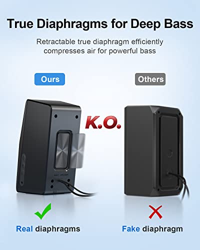 Altavoces de computadora, altavoces estéreo de alta fidelidad con USB, altavoces de computadora RGB dinámicos para escritorio, conexión auxiliar Bluetooth de 5.0 y 0.138&nbsp;in, 4 unidades de altavoz doble magnético y 2 diafragmas de graves extra