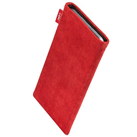 fitBAG Folk Red - Funda a medida para Samsung Galaxy S22 Ultra | Fabricada en Alemania | Funda de piel fina de napa con forro de microfibra para limpieza de pantallas