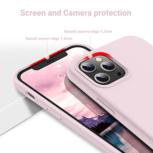OTOFLY Funda compatible con iPhone 12 Pro Max de 6.7 pulgadas (2020), [Serie sedosa y suave al tacto] Funda protectora de goma de silicona líquida suave de alta calidad (rosa hielo)