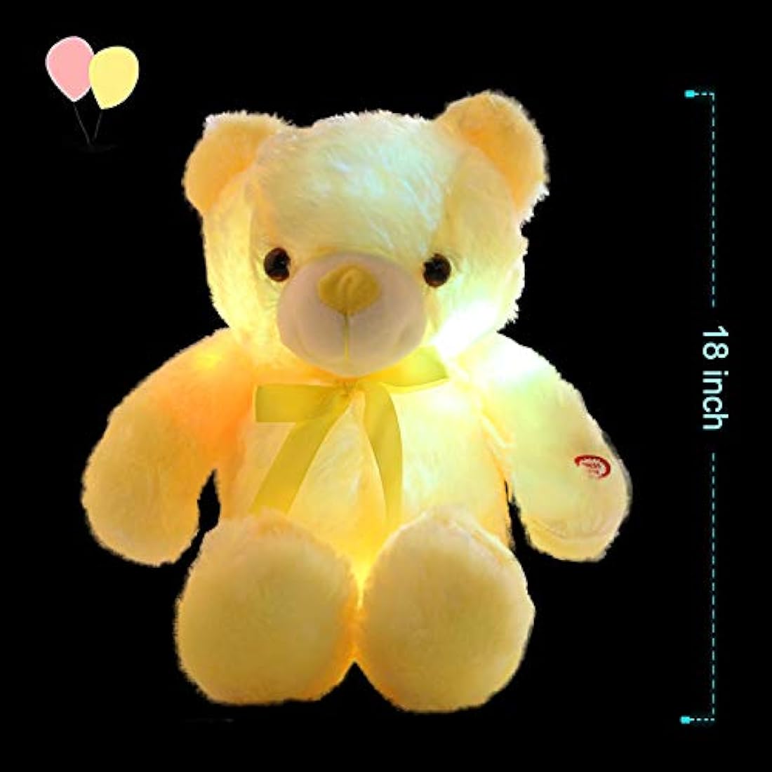 Peluche diseño de Oso con luces LED, Amarillo, 17.7in, Sofi