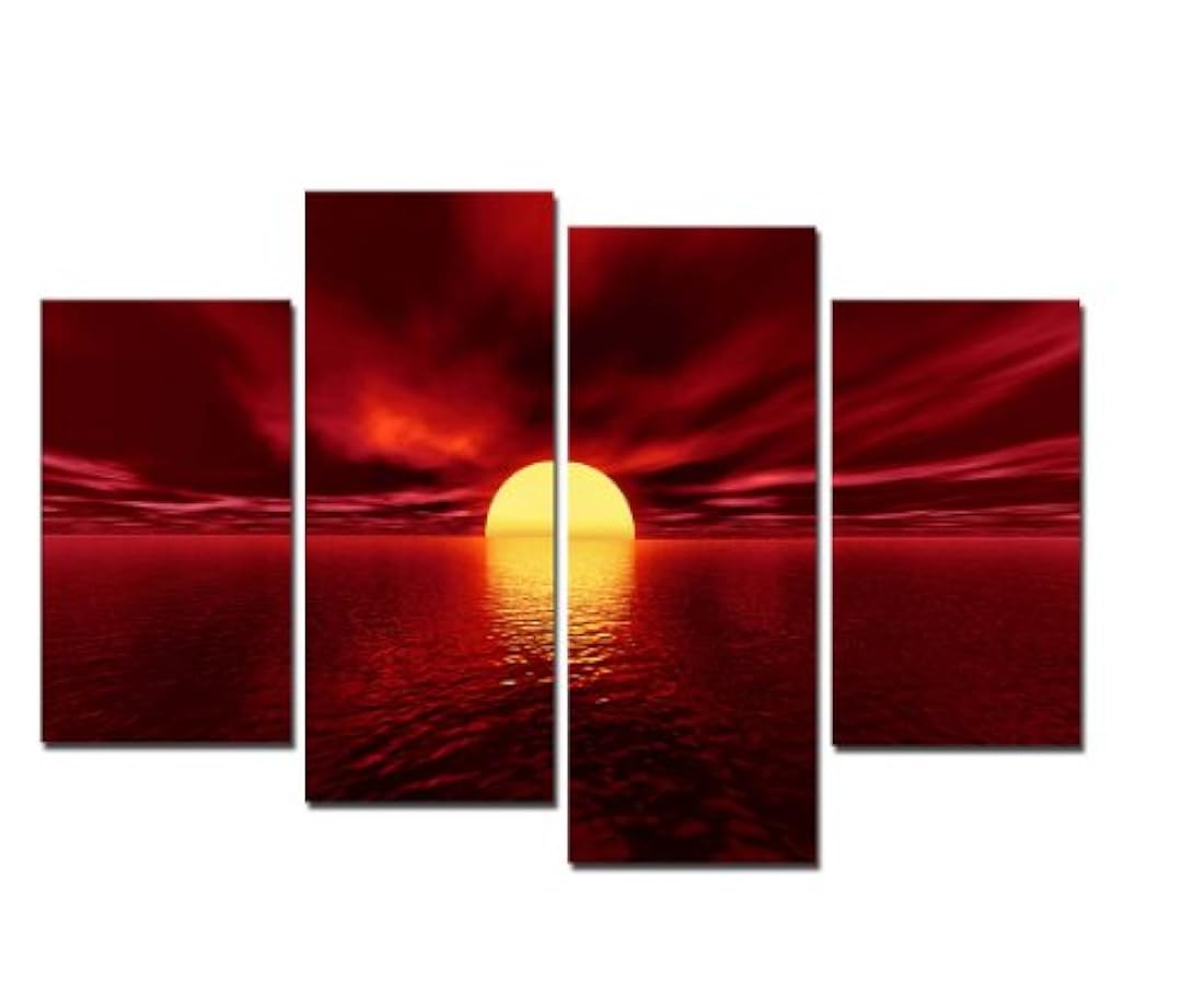 Mar Rojo Sol moderna 4 Piece  wieco Art –