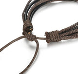 Pulsera de piel trenzada ajustable para hombre y mujer