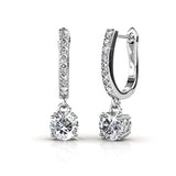 Cate and Chloe McKenzie - Pendientes colgantes de oro blanco de 18 quilates con cristales de Swarovski, pendientes colgantes de cristal solitario, los mejores pendientes de gota de plata para mujer, juego de canal, gota de herradura