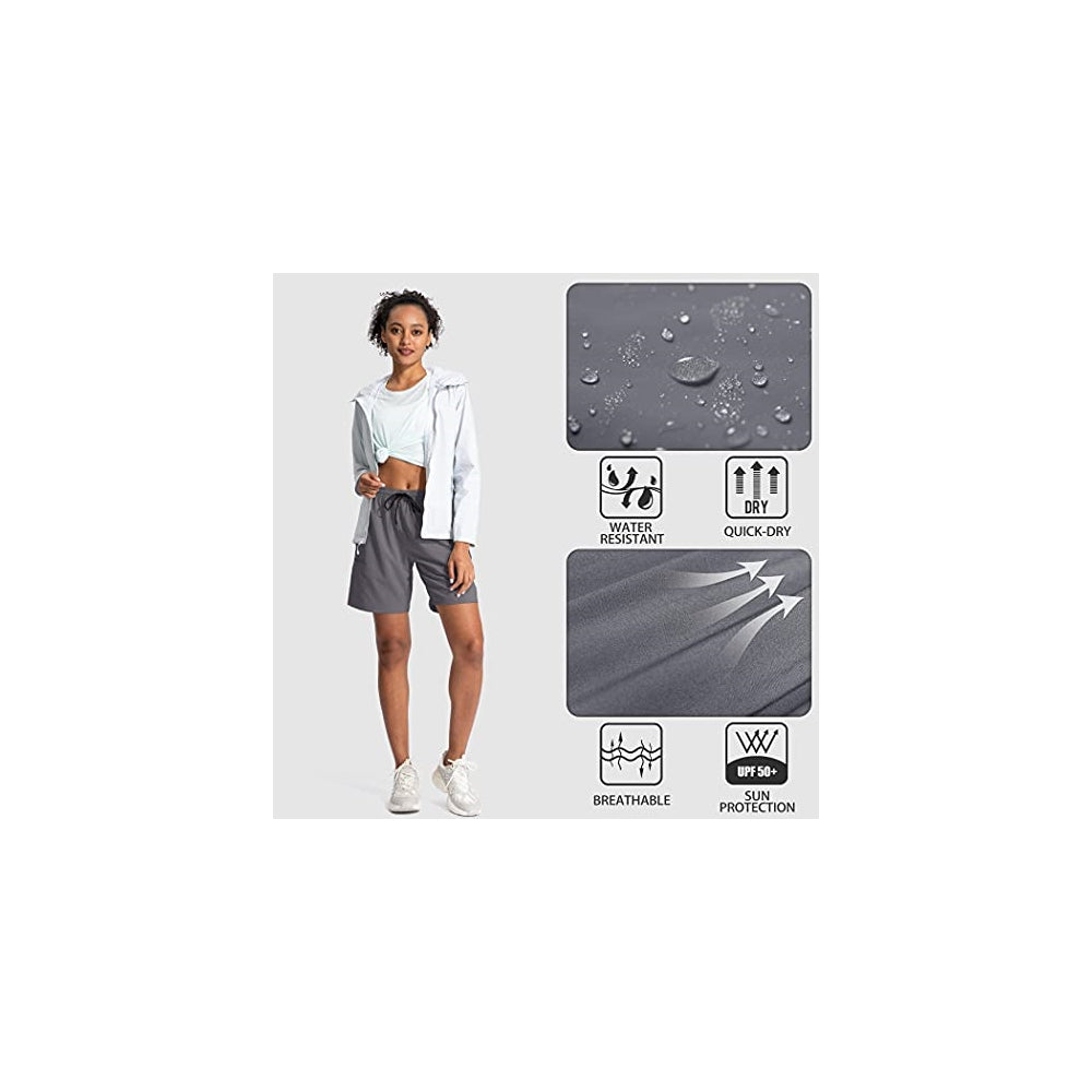 Shorts cortos de senderismo para mujer talla 3XL Gris oscuro