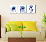 Lienzo decorativo con 3 paneles de flores abstractas