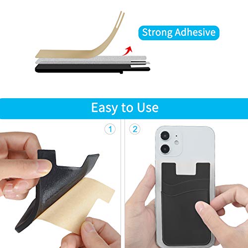 Funda para teléfono móvil SS con tarjetero de silicona, con bolsillos dobles compatibles con iPhone, Android, Samsung Galaxy 3 Pack