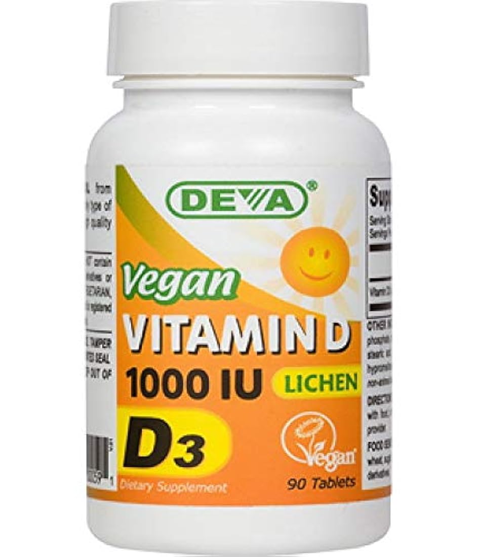 Deva Vitamina vegana D3 – 1000 UI [fuente de líquido] 90 pastillas