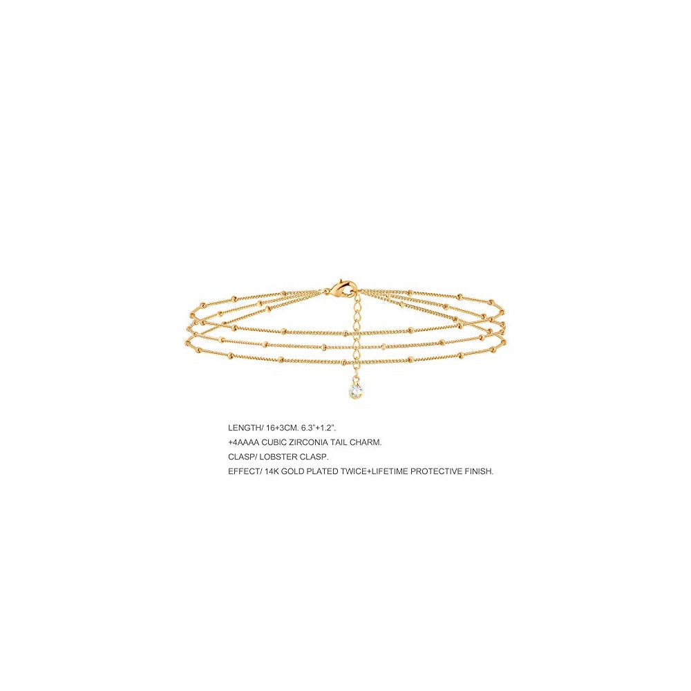 Pulseras y tobilleras de perlas pequeñas dorada