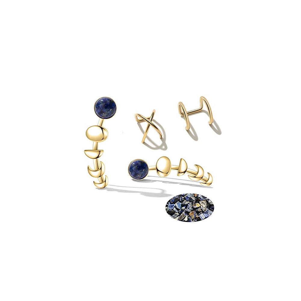 Aretes tipo escaladores de las fases de la luna para mujer