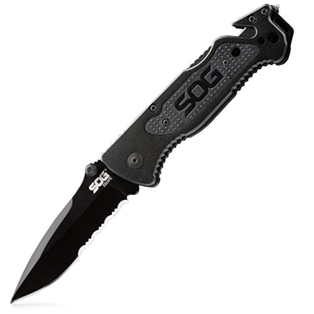 Cuchillo plegable corta correas y rompecristales integrados