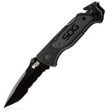 Cuchillo plegable corta correas y rompecristales integrados