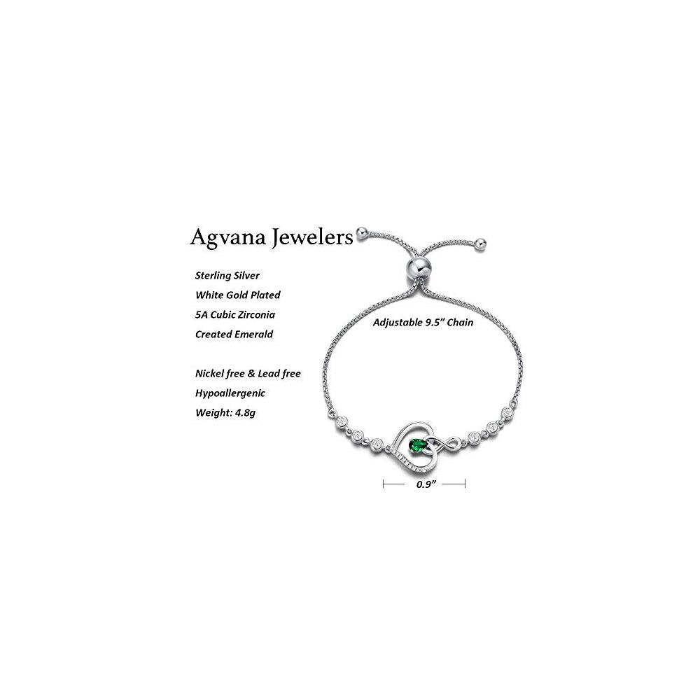 Pulseras de piedra natal para mujer plata de ley auténtica