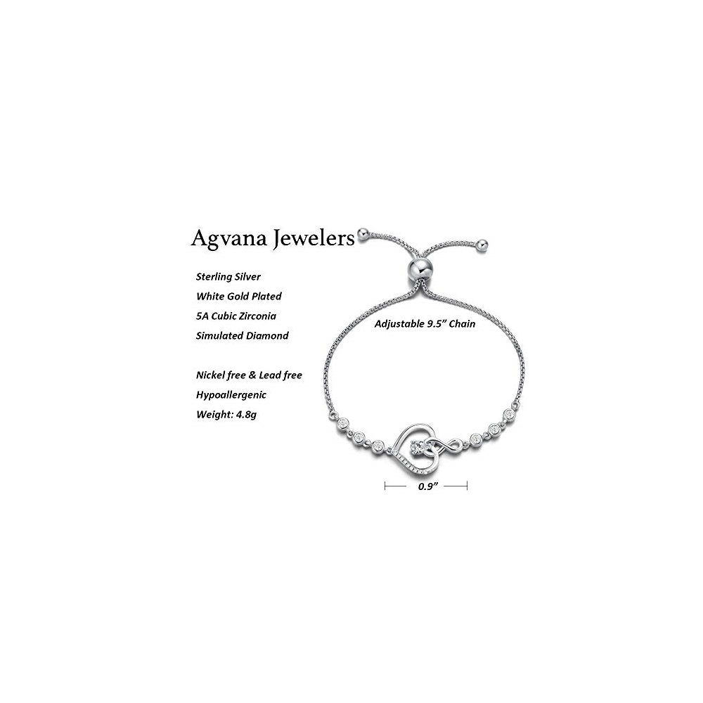 Pulseras Plata de ley Diamante simulado AGVANA para madres