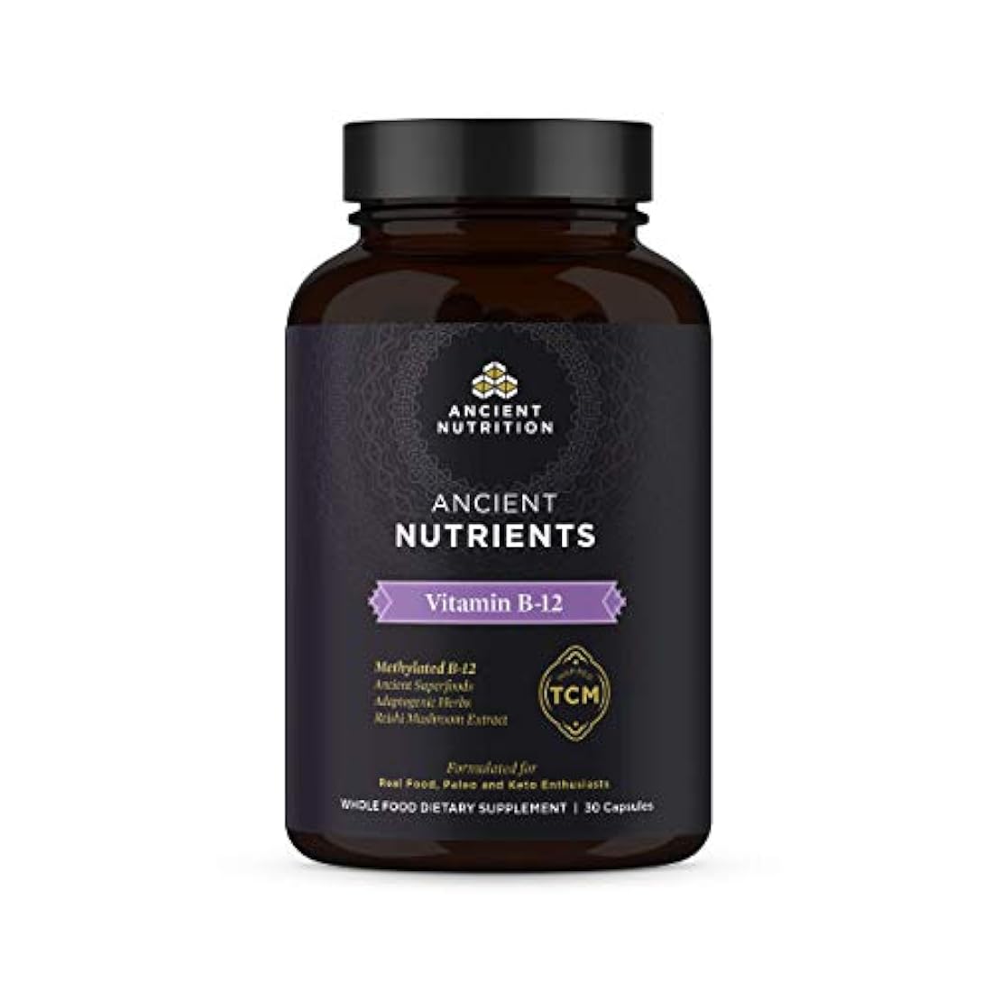 Nutrición Antigua, Nutrientes Antiguos Vitamina B-12 - Leer Alimentos, Hierbas Adaptogénicas, Activado Enzima, Paleo & Keto Friendly, 30 Cápsulas...