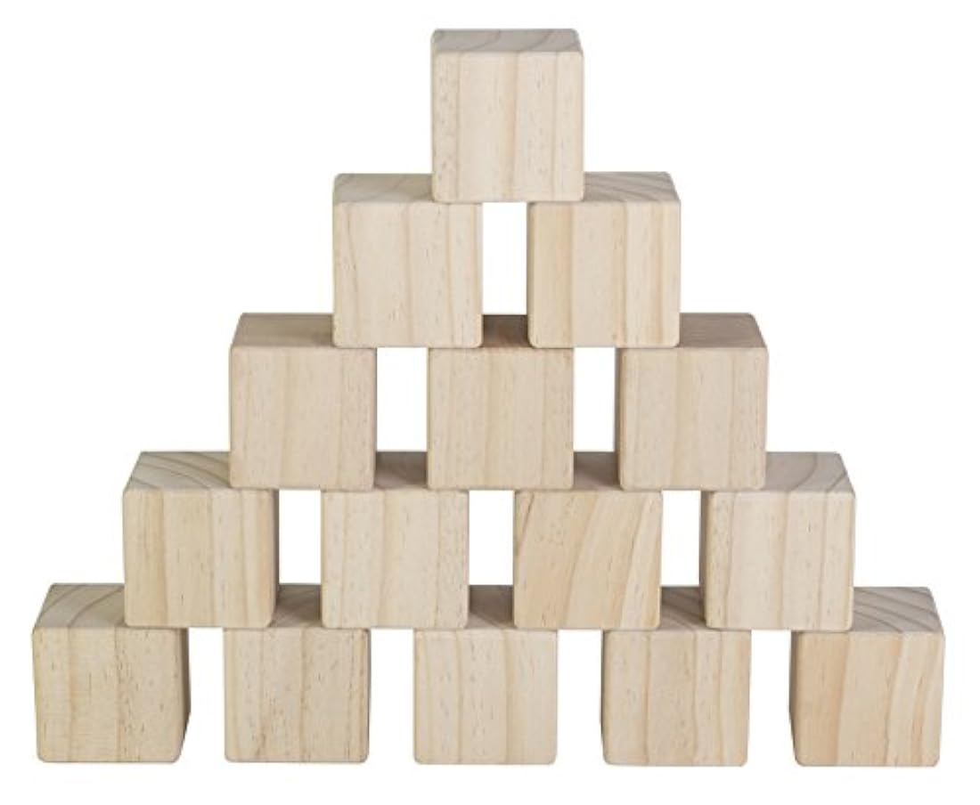 Juego de 15 grandes cubos de madera natural 2 pulgadas
