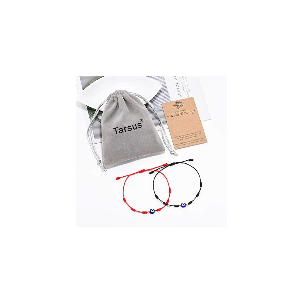 Pulseras y tobilleras de la suerte de mal de ojo 7 nudos