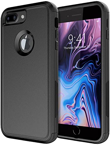Diverbox Funda para iPhone 8 Plus, iPhone 7 Plus [A prueba de golpes] [A prueba de gotas] [A prueba de polvo], funda de protección resistente para Apple iPhone 8 Plus y 7 Plus (negro)
