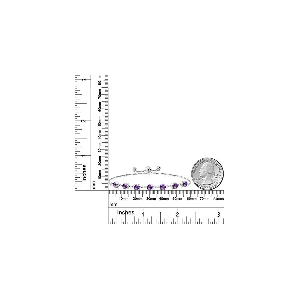 Pulseras ajustable de plata de ley 925 amatista morada