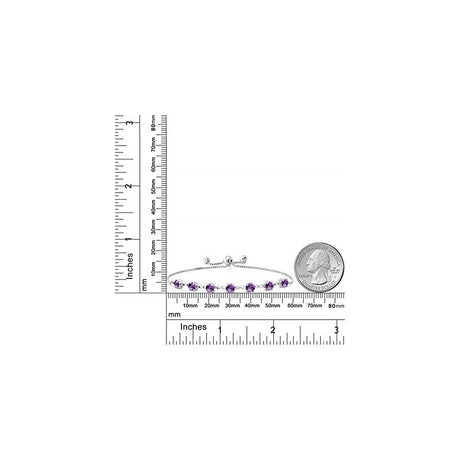 Pulseras ajustable de plata de ley 925 amatista morada