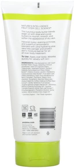 Manteca Corporal Kukui Cocoa, Hidratante Suave 8 Oz