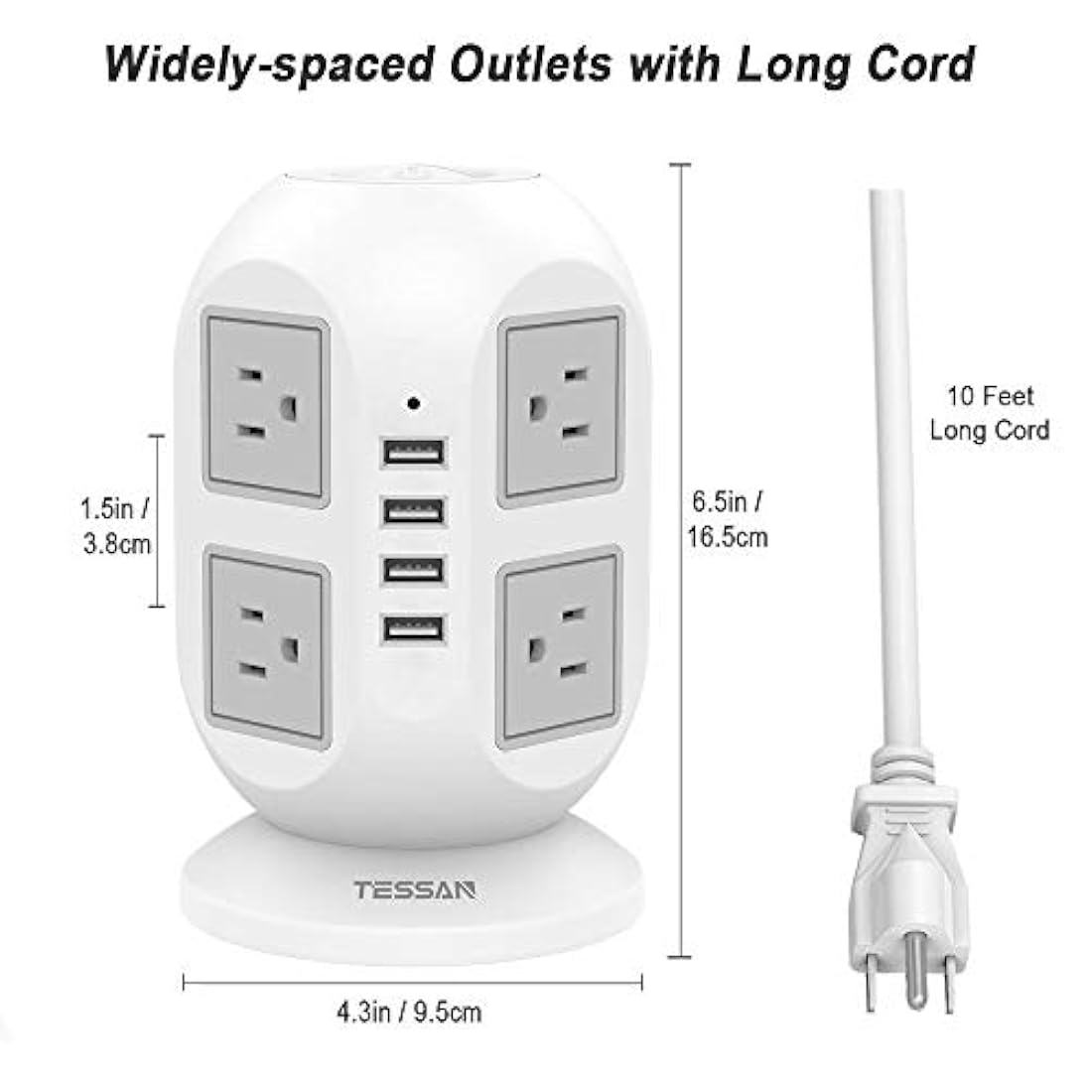 TESSAN - Protector de sobretensiones de 8 tomacorrientes