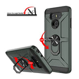 Funda para LG G6, funda para LG G6 con [3 protectores de pantalla de vidrio templado], soporte de anillo integrado y soporte magnético para coche a prueba de golpes, resistente a caídas, funda resistente para LG G6, color verde oscuro