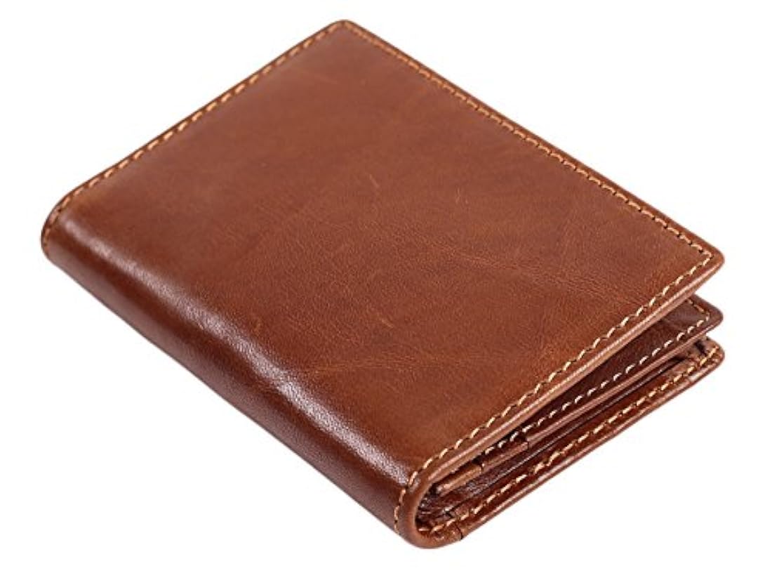 Billetera delgada de cuero auténtico con bolsillo frontal