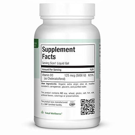 Maxi Health Vitamina natural D3 -"5000 UI" - Suplemento nutricional, D5, 1