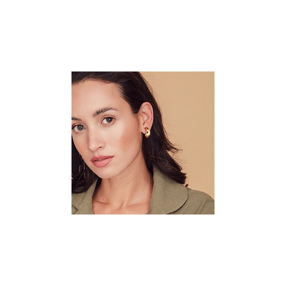 Aretes de aro chapados en oro de 18 quilates para mujeres