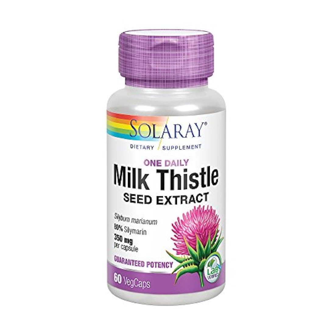 Extracto de semilla de cardo de leche Solaray un día 350 mg