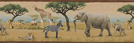cenefa de papel moderno realista de animales de la selva