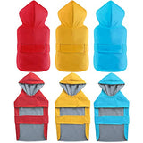 LeerKing Poncho impermeable para perros con forro de algodón, agujero para correa, chaqueta impermeable con capucha, 10 tamaños para perros pequeños, medianos y grandes, amarillo, XXS