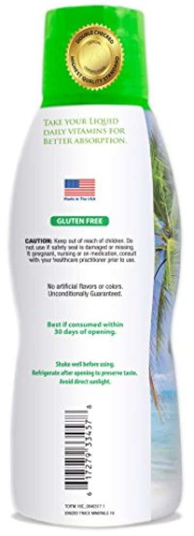 Formula líquida premium ionizada basada en planta, de oligominerales, 74 minerales esenciales en forma líquida para hasta 96% absorción, 16 onzas, 32 porciones, de Tropical Oasis