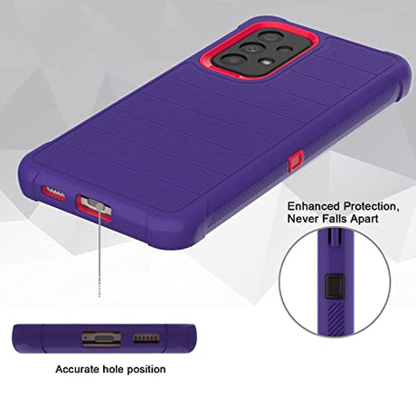 Leptech Funda para Samsung Galaxy A53 5G con protector de pantalla de cristal, [Serie Funda] Clip de cinturón protectora, resistente, resistente, resistente, resistente, militar, a prueba de golpes, cubierta para teléfono celular (morado)